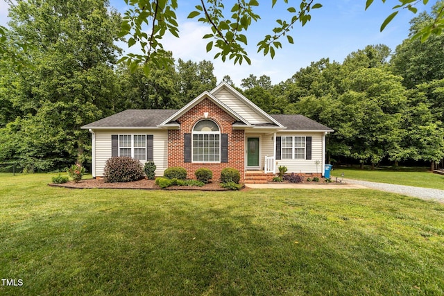 1383 Deercroft Ct, Graham, NC 27253 - single story home featuring a front yard, brick siding, and a shingled roof