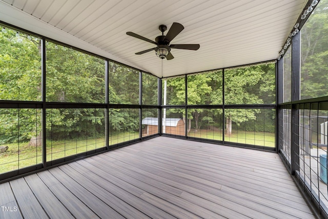 1383 Deercroft Ct, Graham, NC 27253 - unfurnished sunroom featuring ceiling fan and healthy amount of natural light