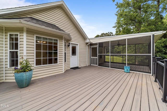 1383 Deercroft Ct, Graham, NC 27253 - wooden terrace with a sunroom