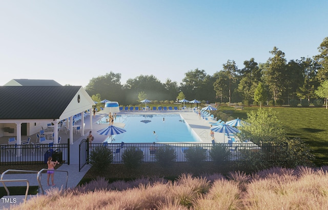 268 Meadowbark Bnd Unit 42, Garner, NC 27529 - community pool featuring a patio area