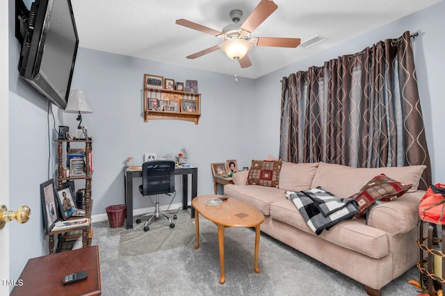 1516 Greys Mill Rd, Rocky Mount, NC 27804 - carpeted living area with ceiling fan and baseboards
