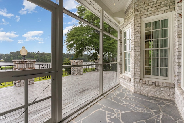 610 Walnut Creek Dr, Goldsboro, NC 27534 - unfurnished sunroom featuring a water view