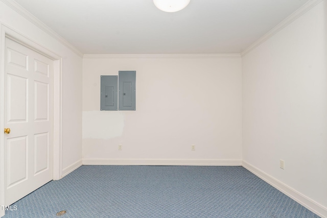 610 Walnut Creek Dr, Goldsboro, NC 27534 - unfurnished bedroom with electric panel, carpet flooring, ornamental molding, and baseboards