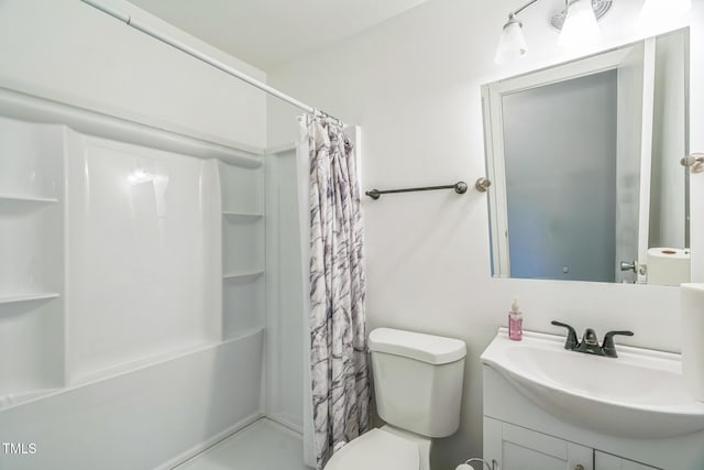 428 Walton St, Durham, NC 27703 - full bath featuring vanity, curtained shower, and toilet
