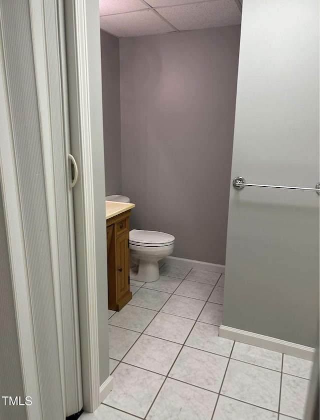 300 Christmas Rd, Warrenton, NC 27589 - bathroom featuring vanity, tile patterned floors, and a drop ceiling