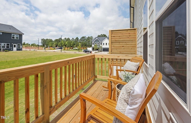 1525 Tamarisk Ln, Durham, NC 27703 - wooden terrace featuring a lawn and a residential view