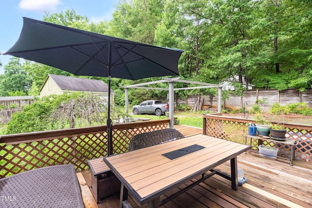 1869 Brevard Rd, Graham, NC 27253 - wooden terrace featuring outdoor dining space and a fenced backyard