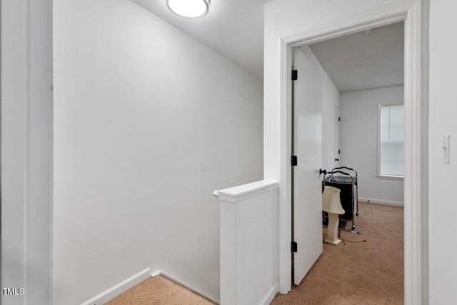 1824 Vintage Rd, Raleigh, NC 27610 - hallway with carpet floors, an upstairs landing, and baseboards