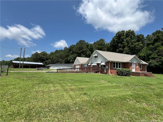 472 Walter Bright Rd, Sanford, NC 27330 - view of green lawn with a deck