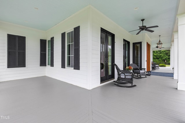4737 Uzzle Rd, Rougemont, NC 27572 - covered porch featuring a ceiling fan