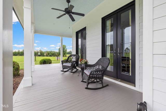 4737 Uzzle Rd, Rougemont, NC 27572 - porch with french doors and ceiling fan