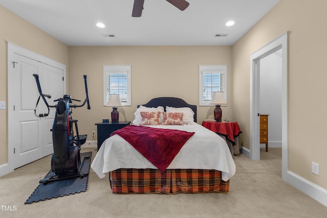 4737 Uzzle Rd, Rougemont, NC 27572 - carpeted bedroom with baseboards, ceiling fan, and recessed lighting