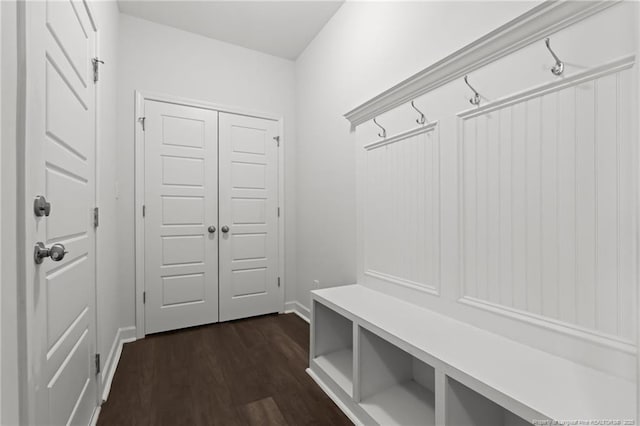 4616 Scenic Pines Dr, Hope Mills, NC 28348 - mudroom with dark wood-style flooring and baseboards