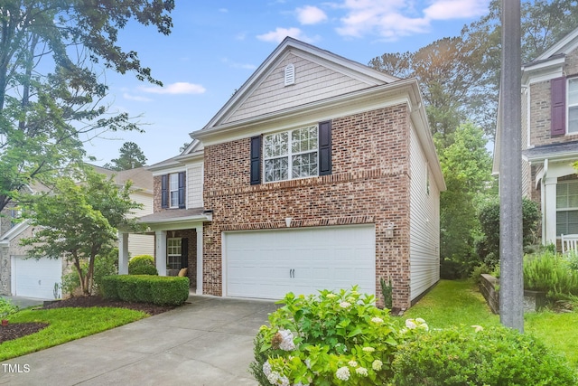 518 Emerald Downs Rd, Cary, NC 27519 - view of front of property featuring brick siding, a garage, and driveway
