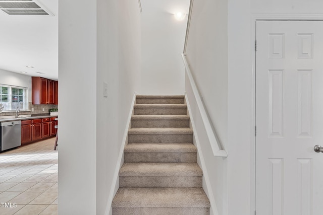 518 Emerald Downs Rd, Cary, NC 27519 - stairway featuring recessed lighting and tile patterned flooring