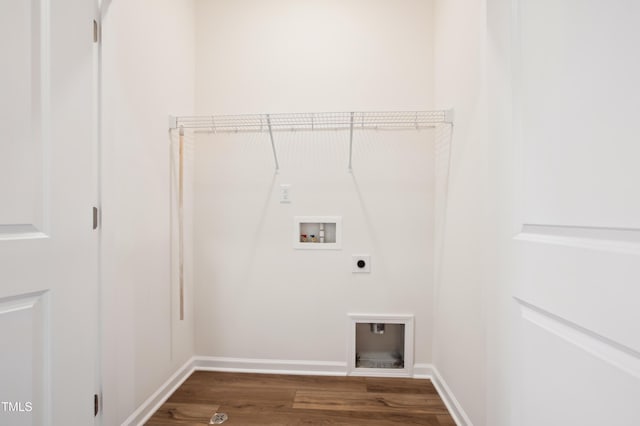 744 Parc Townes Dr Unit 34, Wendell, NC 27591 - laundry room with hookup for an electric dryer, dark wood-type flooring, hookup for a washing machine, and baseboards