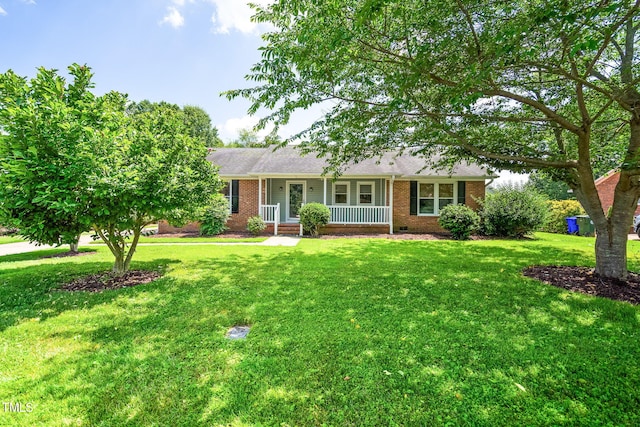 5 Windsor Pl, Mebane, NC 27302 - ranch-style house featuring covered porch, brick siding, and a front yard