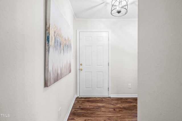 5 Windsor Pl, Mebane, NC 27302 - corridor featuring wood finished floors, ornamental molding, baseboards, and a chandelier