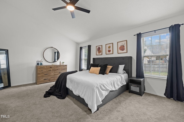 5332 Seaspray Ln, Raleigh, NC 27610 - bedroom featuring carpet flooring, ceiling fan, baseboards, and lofted ceiling