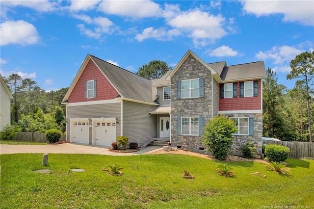 175 Revere Way, Cameron, NC 28326 - craftsman house featuring stone siding, a garage, and driveway