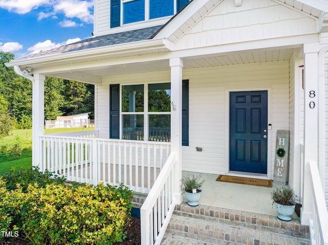 80 Shartree Farms Ln, Louisburg, NC 27549 - view of exterior entry with a porch