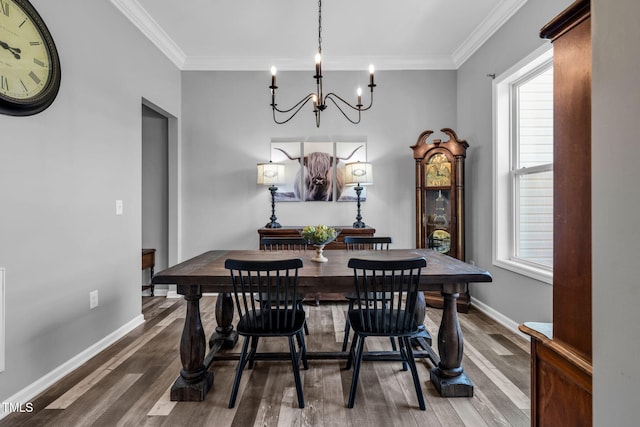 80 Shartree Farms Ln, Louisburg, NC 27549 - dining room with a chandelier, wood finished floors, crown molding, and healthy amount of natural light