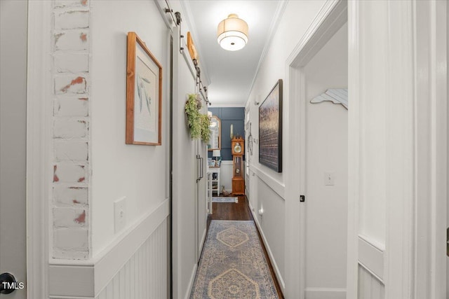 817 Mossy Oak Dr, Fuquay Varina, NC 27526 - corridor featuring crown molding and dark wood finished floors