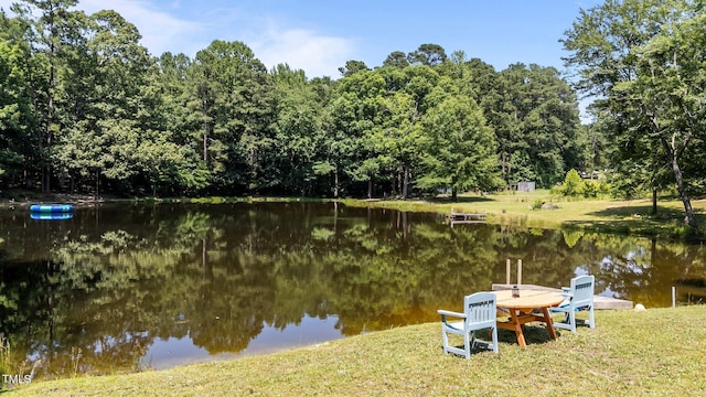 1355 Sykes Rd, Spring Hope, NC 27882 - dock featuring a water view and a wooded view