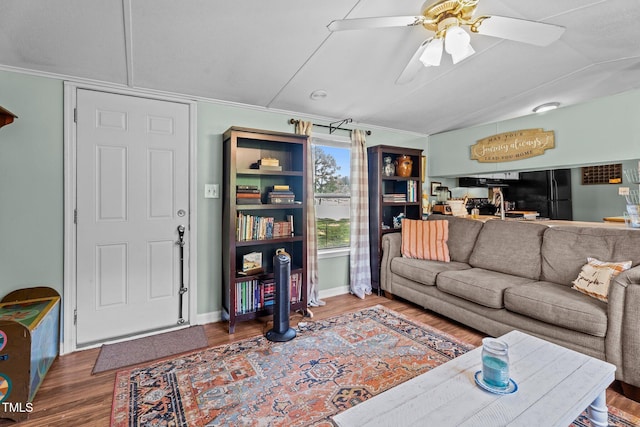 1355 Sykes Rd, Spring Hope, NC 27882 - living area featuring wood finished floors and ceiling fan