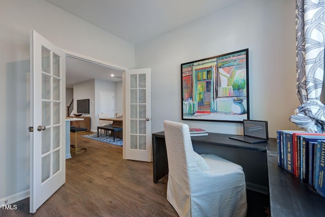 1227 Bessie Ct, Wake Forest, NC 27587 - office area with french doors and wood finished floors