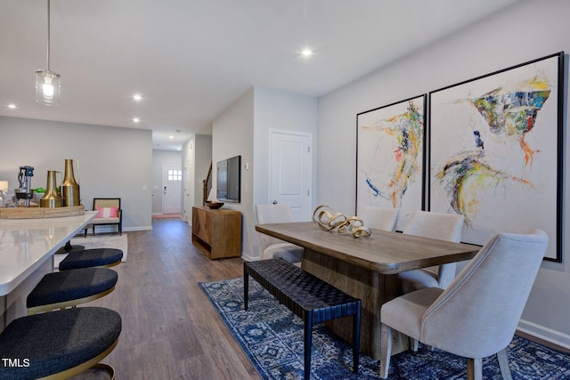 1227 Bessie Ct, Wake Forest, NC 27587 - dining space with wood finished floors, baseboards, and recessed lighting