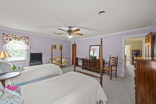 2000 Glissom St, Tarboro, NC 27886 - bedroom featuring carpet floors, ceiling fan, and crown molding