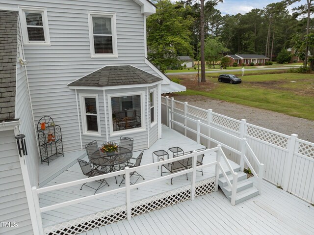 2000 Glissom St, Tarboro, NC 27886 - wooden deck with outdoor dining space