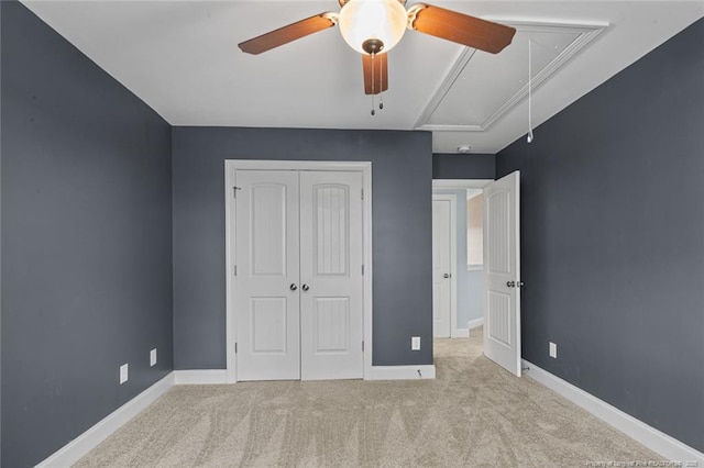 416 Kentucky Derby Ln, Lillington, NC 27546 - unfurnished bedroom with attic access, a closet, carpet flooring, and baseboards