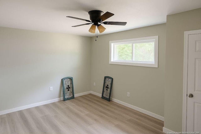 432 Squirrel St, Fayetteville, NC 28303 - unfurnished room with light wood-type flooring, ceiling fan, and baseboards