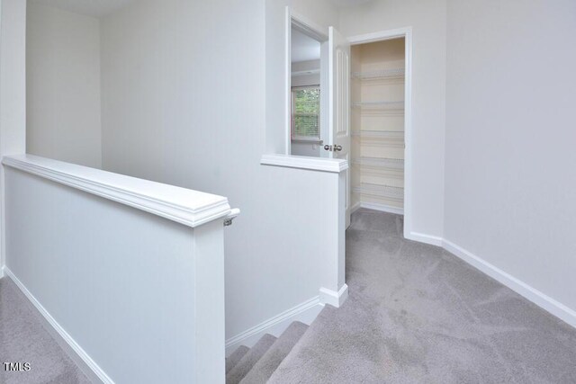 321 Westgrove Ct, Durham, NC 27703 - hall with carpet flooring and an upstairs landing