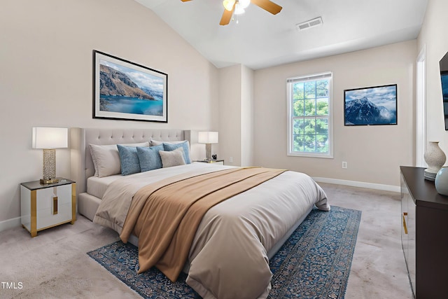 5617 Tealbrook Dr, Raleigh, NC 27610 - bedroom with light carpet, lofted ceiling, and ceiling fan