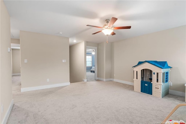 5540 Mountain Run Dr, Hope Mills, NC 28348 - game room with a ceiling fan, carpet flooring, and baseboards