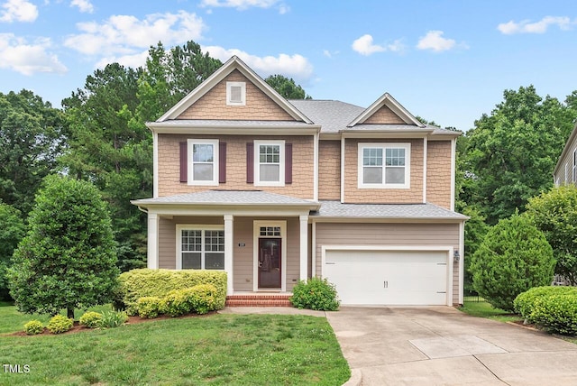 108 Teagan Ct, Chapel Hill, NC 27516 - view of front of property with a garage, concrete driveway, a front yard, and a shingled roof