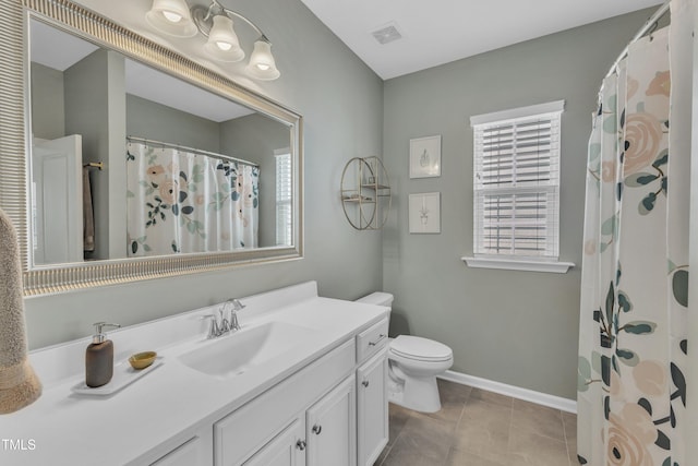 2969 Thirlestane Dr, Apex, NC 27502 - full bathroom with vanity, tile patterned floors, and curtained shower