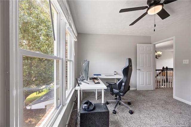 3517 Gables Dr, Fayetteville, NC 28311 - carpeted office featuring healthy amount of natural light, baseboards, and ceiling fan