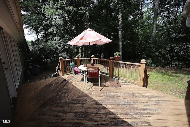 6717 Valley Dr, Raleigh, NC 27612 - wooden terrace featuring outdoor dining space