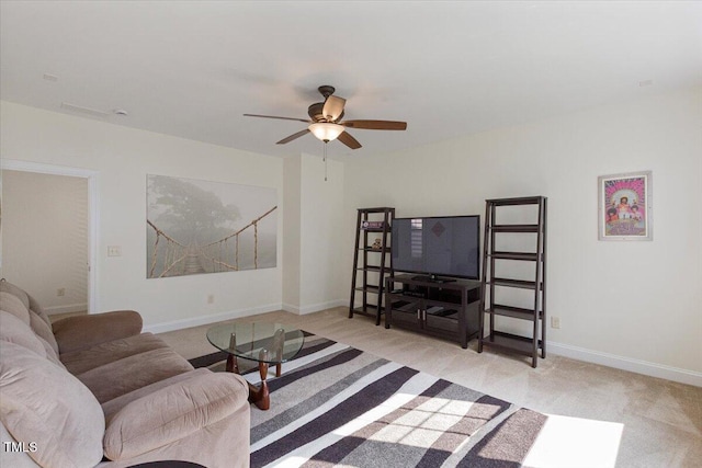 531 Finnbar Dr, Cary, NC 27519 - living room featuring ceiling fan and light carpet