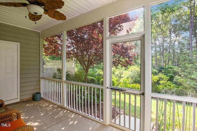 531 Finnbar Dr, Cary, NC 27519 - unfurnished sunroom with a ceiling fan