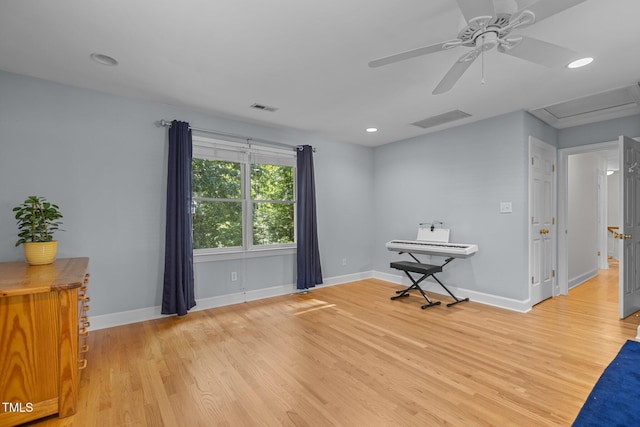 8004 Gabriels Bend Dr, Raleigh, NC 27612 - unfurnished room featuring light wood finished floors, ceiling fan, and recessed lighting