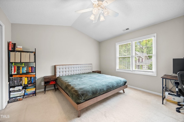 304 Gold Point Dr, Cary, NC 27519 - bedroom featuring carpet, lofted ceiling, a ceiling fan, and a textured ceiling