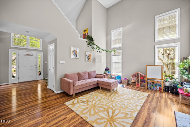 304 Gold Point Dr, Cary, NC 27519 - living room with a high ceiling and wood-type flooring