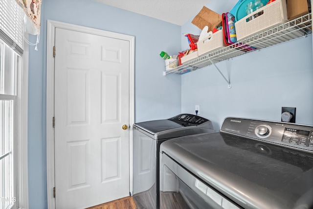 304 Gold Point Dr, Cary, NC 27519 - laundry area with independent washer and dryer and wood finished floors