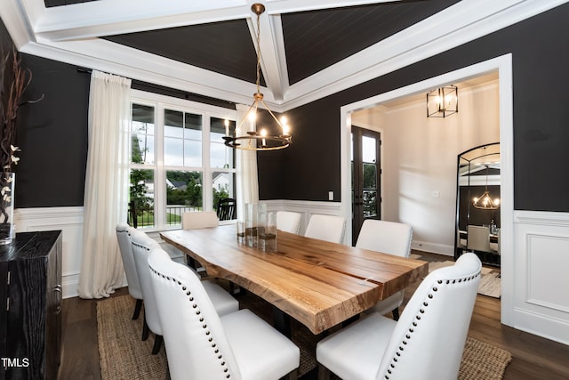 4104 Green Chase Way, Apex, NC 27539 - dining room with a chandelier, a decorative wall, a wainscoted wall, and plenty of natural light
