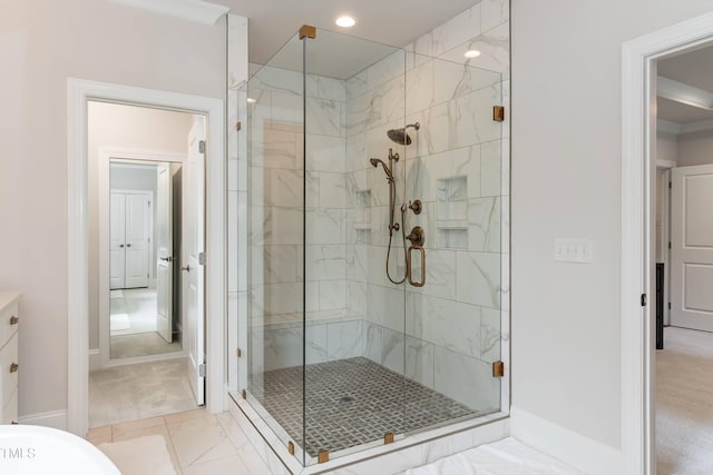 4104 Green Chase Way, Apex, NC 27539 - full bath with a shower stall and recessed lighting